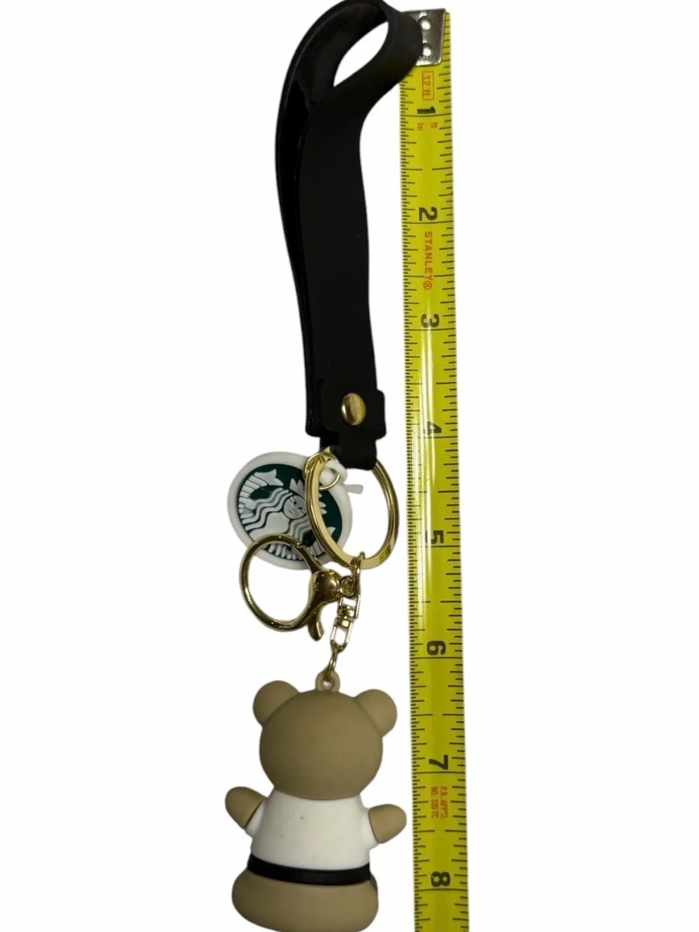 Starbucks Tan Bear Keychain/ Wristlet Accessory with Black Outfit
